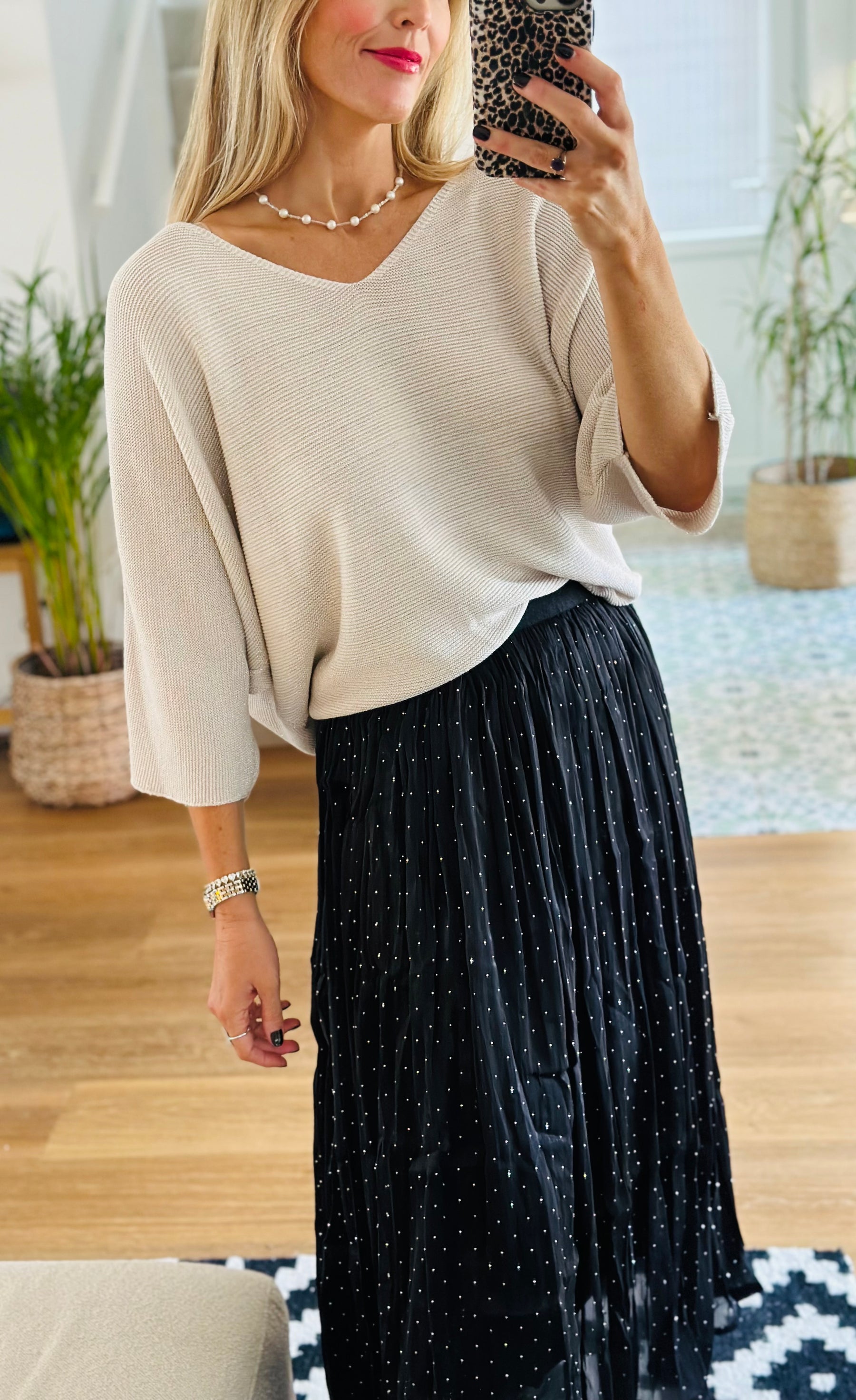 Lurex V Neck Knit