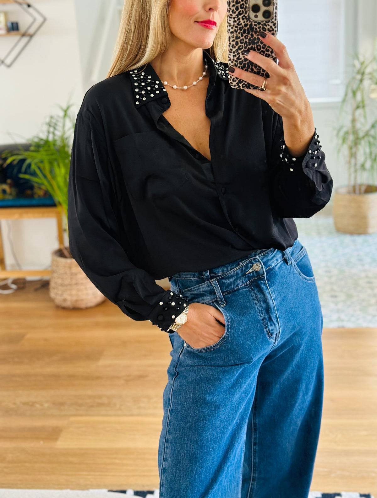 Diamante Collar Blouse