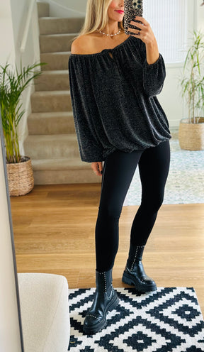 Lurex Tie Neckline Top