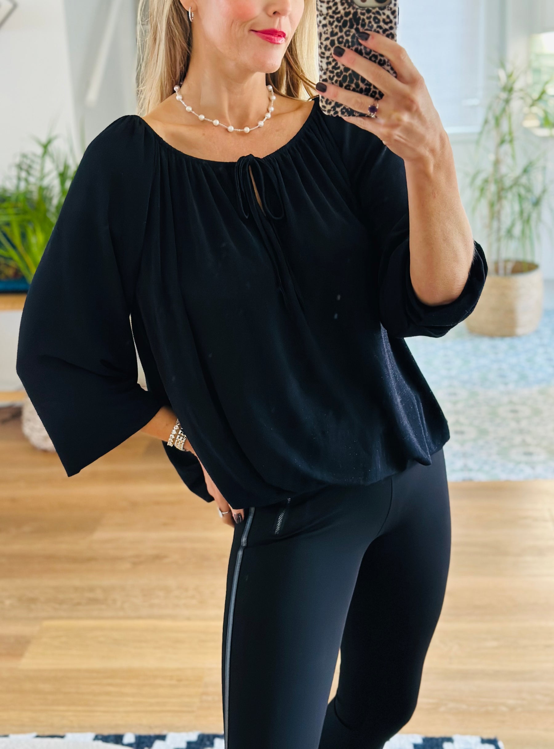 Lurex Tie Neckline Top