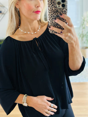 Lurex Tie Neckline Top