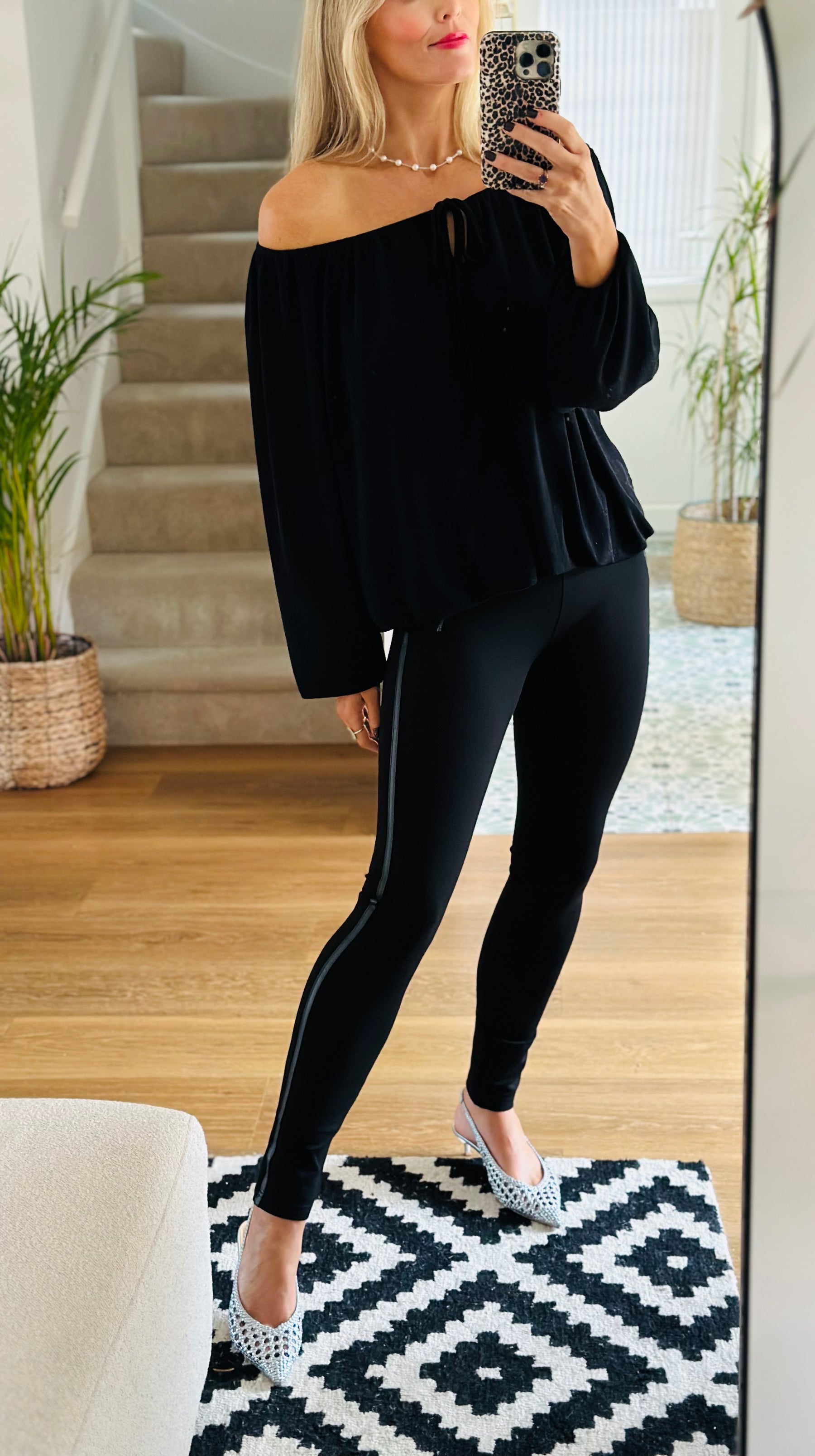 Lurex Tie Neckline Top