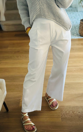 White Wide Leg Stretch Trouser