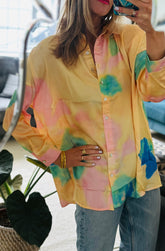 Satin Tie Dye Shirt Yellow