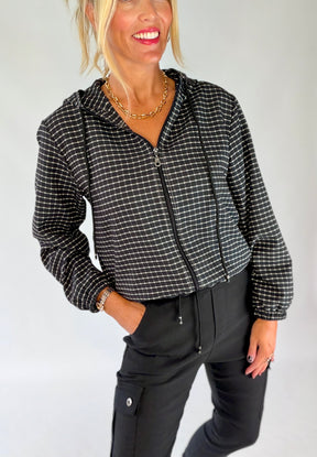 Black Check Hooded Jacket