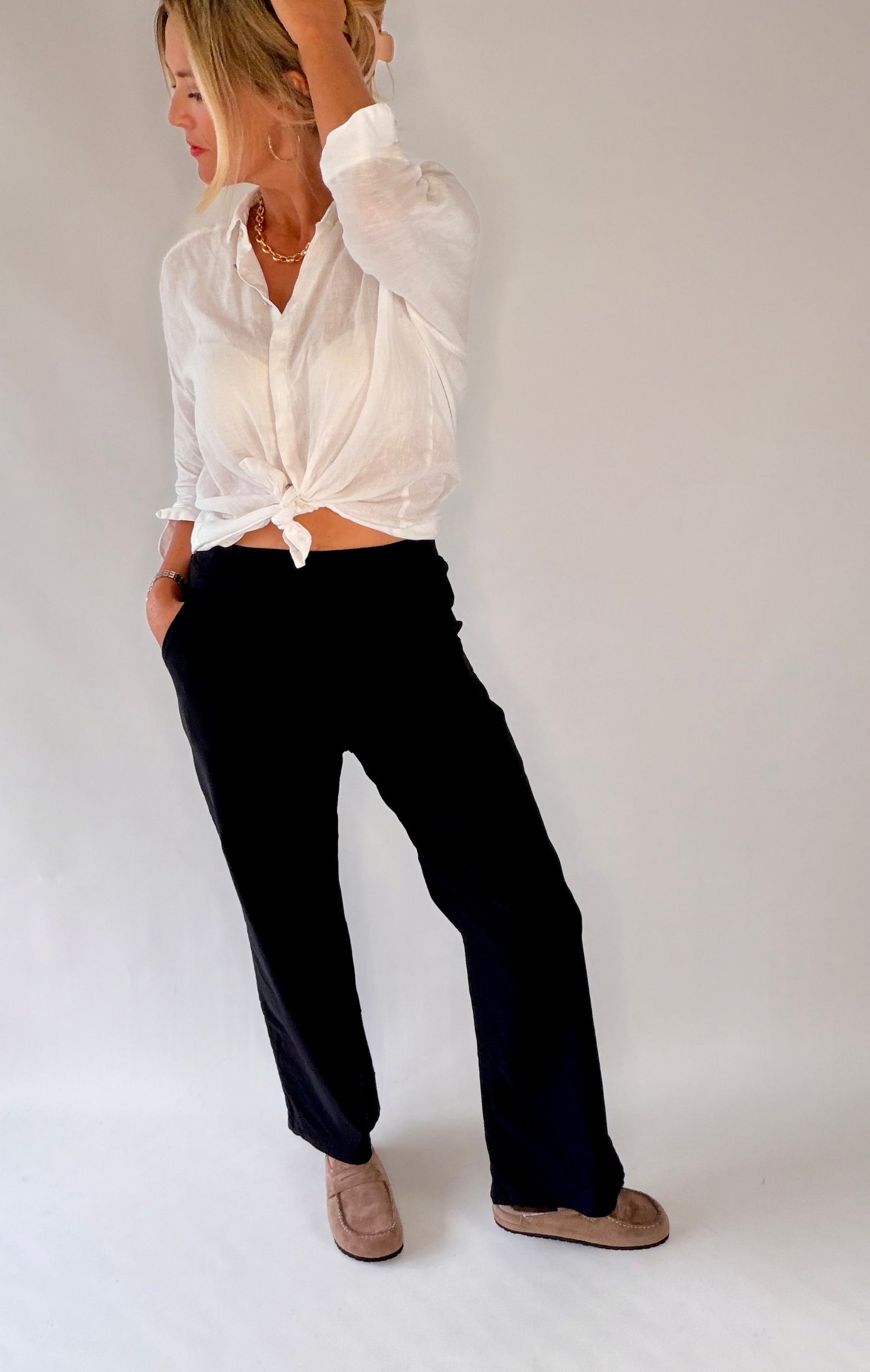 Wide Leg Stretch Trousers