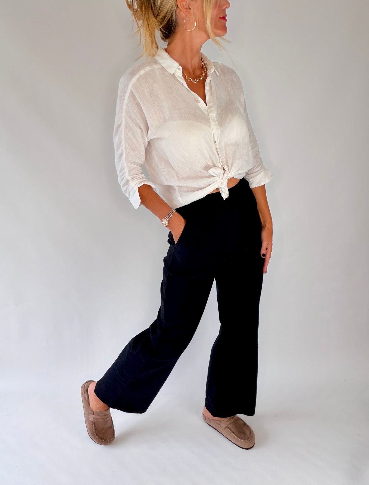 Wide Leg Stretch Trousers