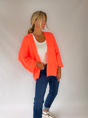 Neon Coral Cardigan