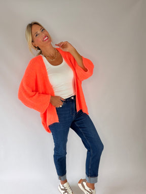 Neon Coral Cardigan