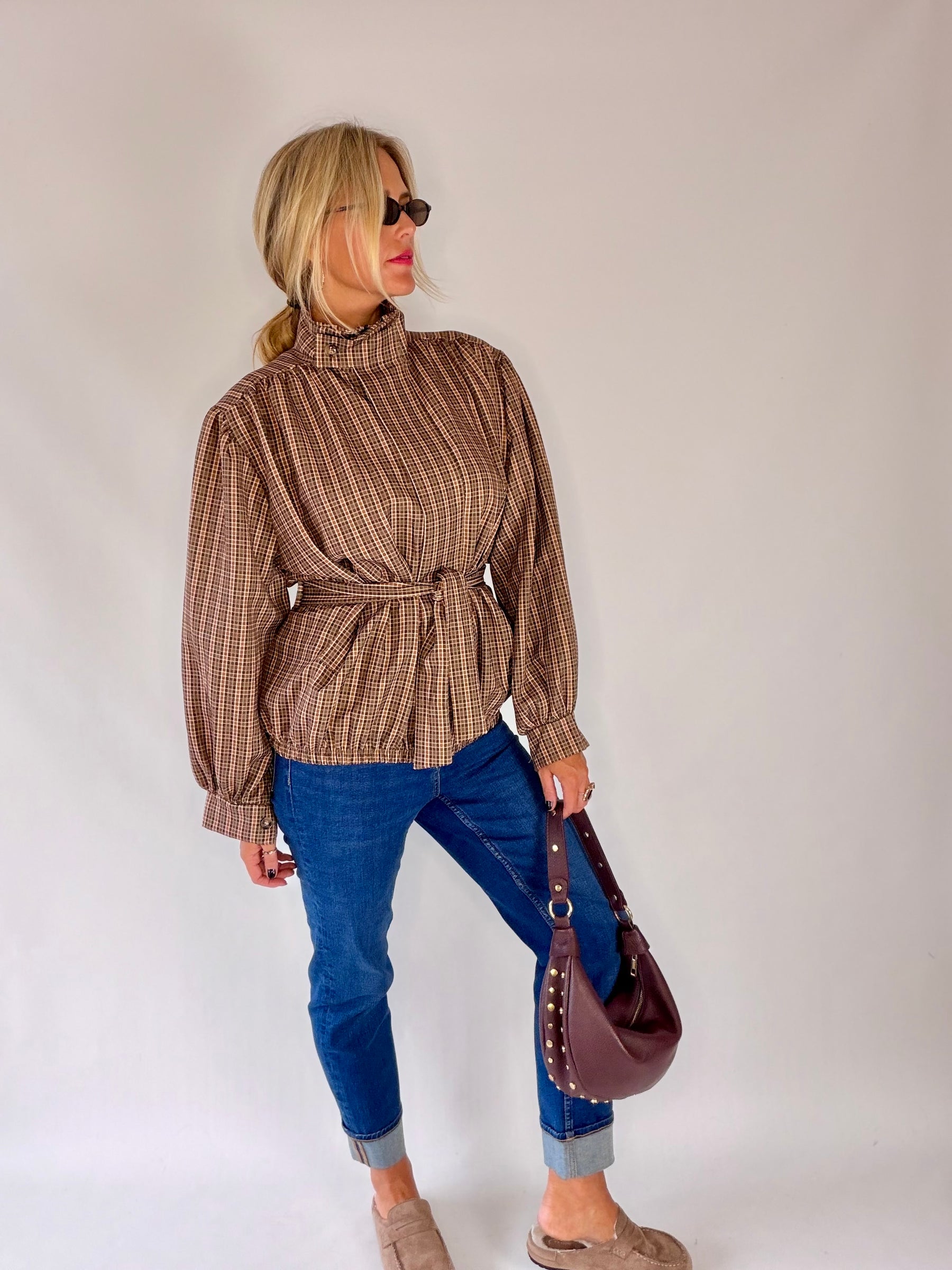Tweed Funnel Neck Jacket