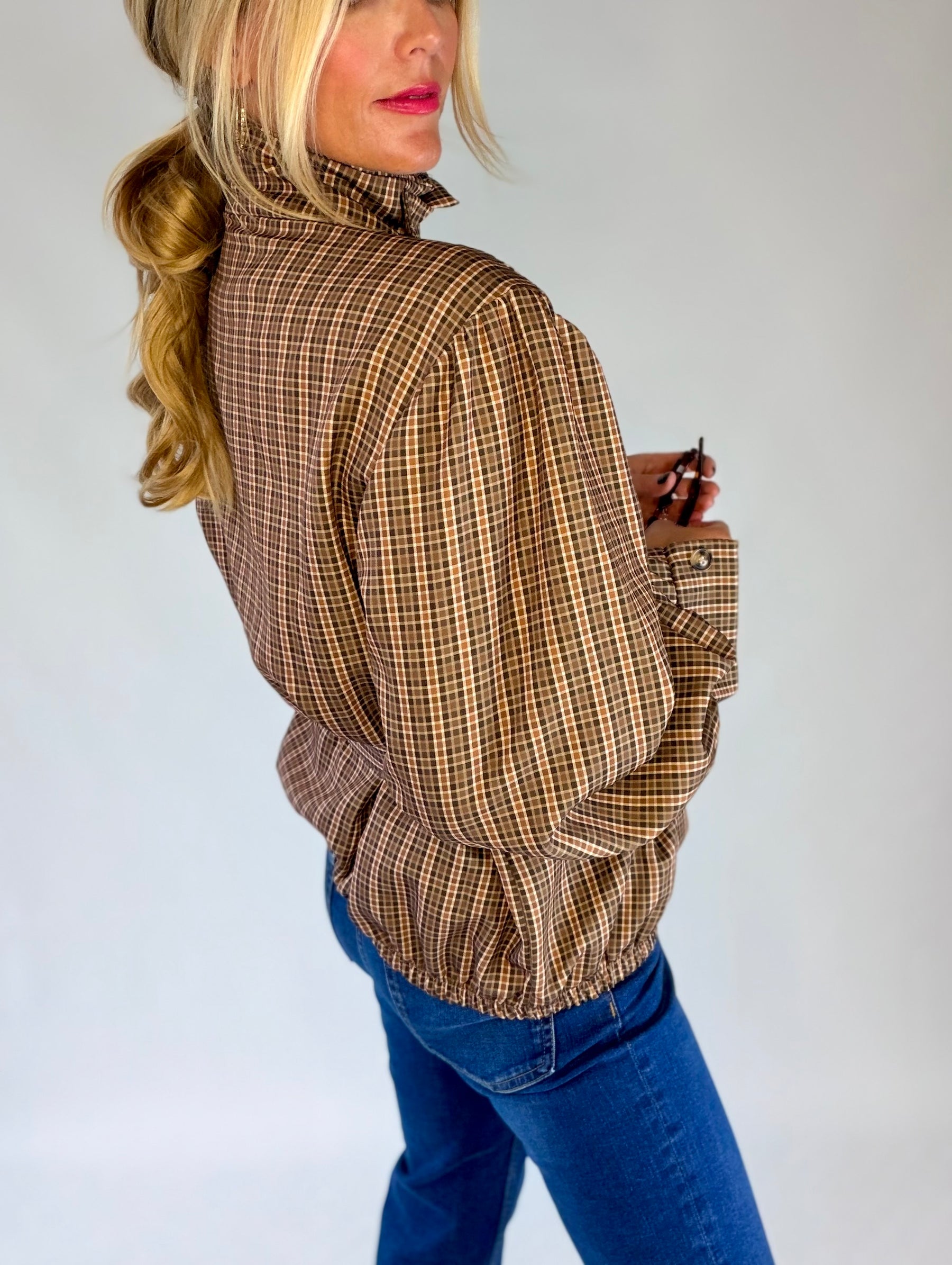 Tweed Funnel Neck Jacket