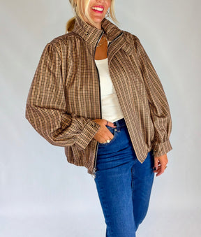 Tweed Funnel Neck Jacket
