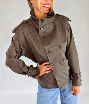 Funnel Neck Chocolate Rain Jacket