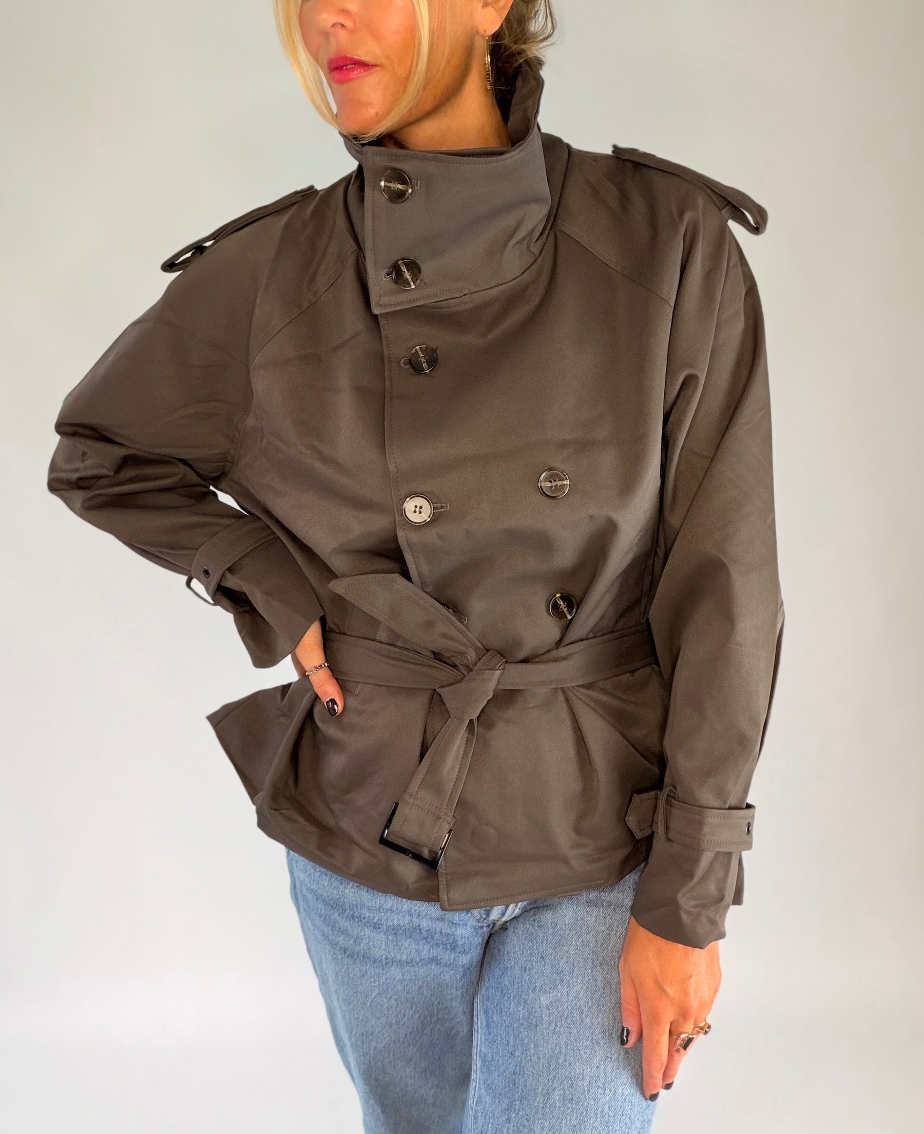 Funnel Neck Chocolate Rain Jacket