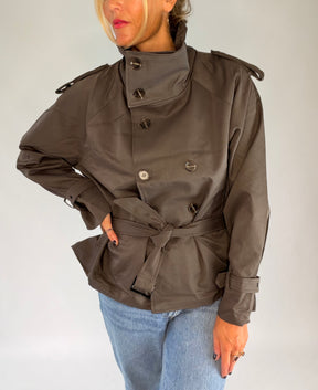 Funnel Neck Chocolate Rain Jacket