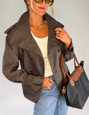 Funnel Neck Chocolate Rain Jacket