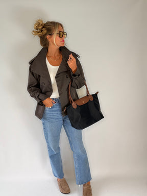 Funnel Neck Chocolate Rain Jacket