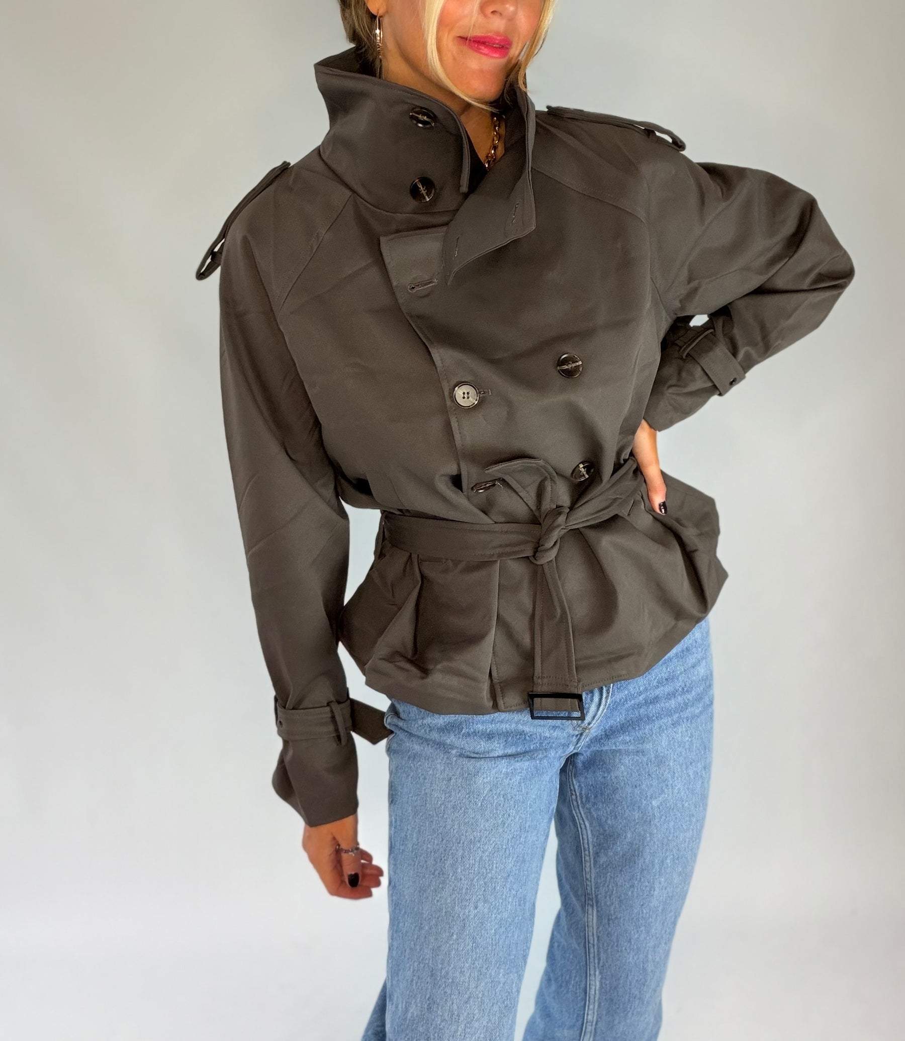 Funnel Neck Chocolate Rain Jacket