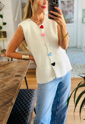 Heart Button Knitted Top
