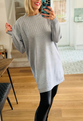 Grey Sparkle Jumper Dress