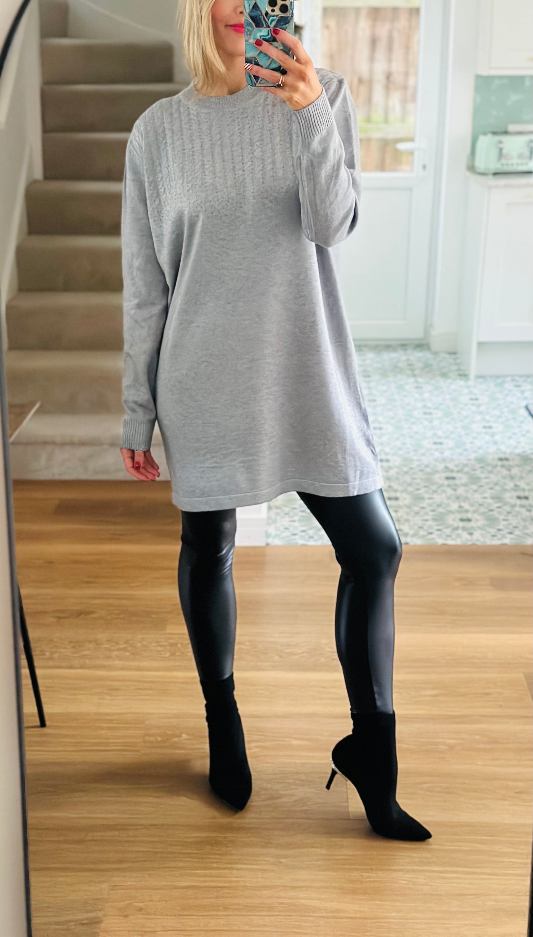 Grey Sparkle Jumper Dress