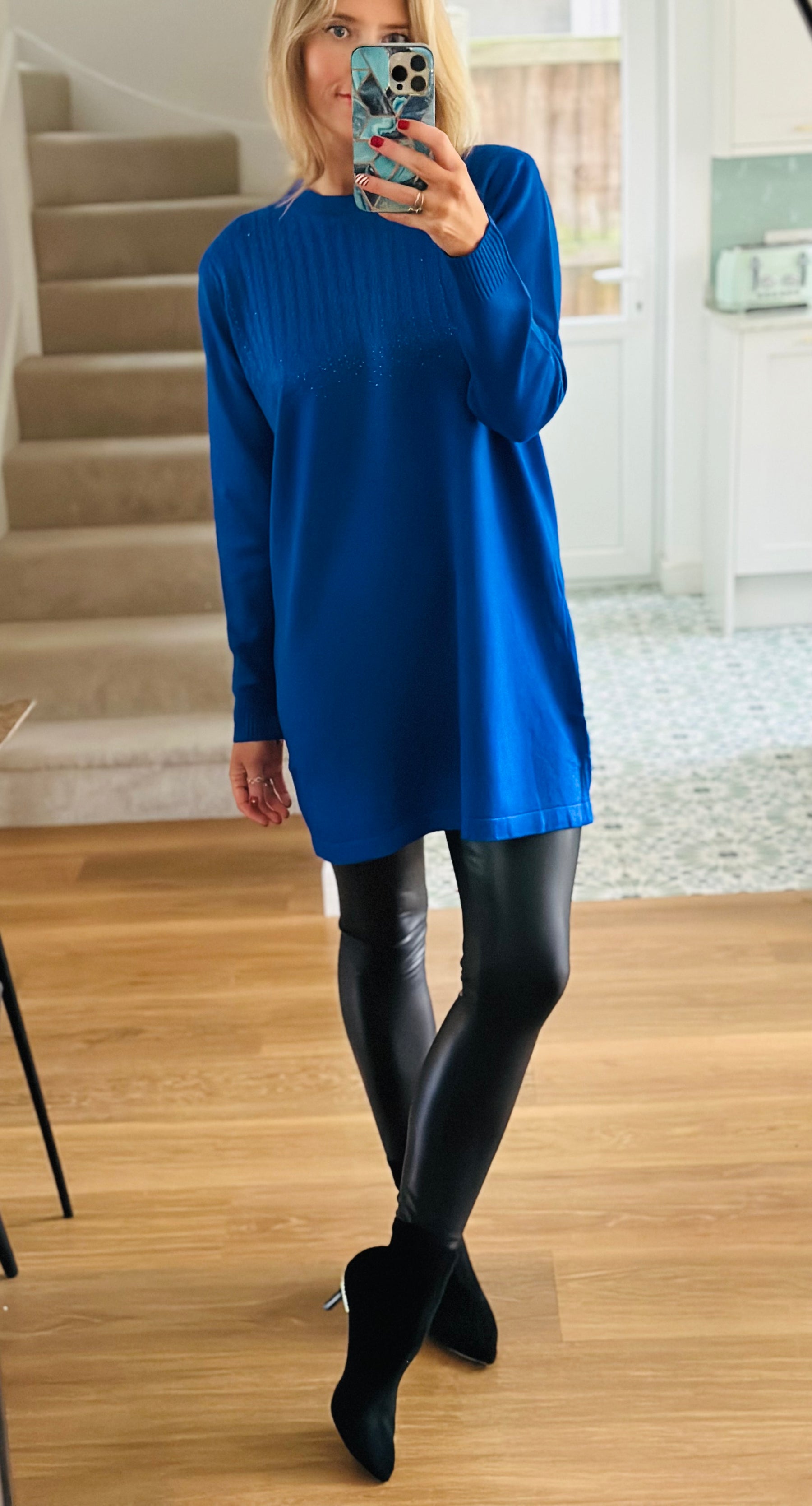 Electric Blue Sparkle Jumper Dress