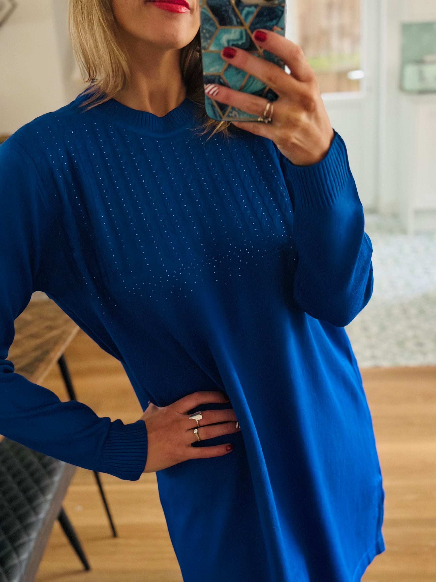 Electric Blue Sparkle Jumper Dress