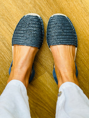 Brigitte Navy Woven Avarcas