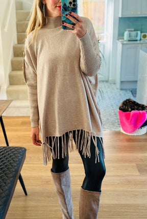 Shania Oatmeal Tassel Jumper