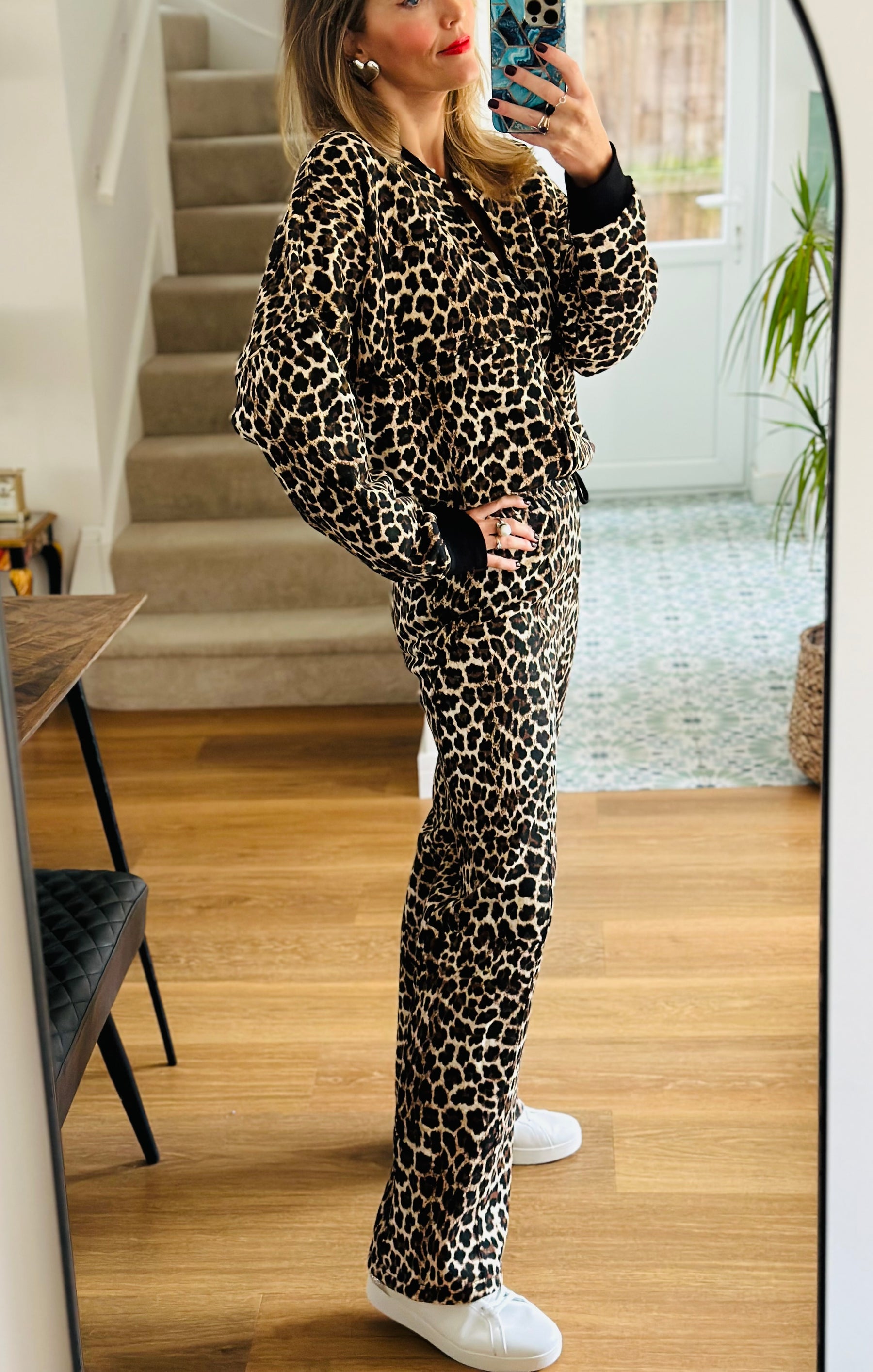 Leopard Print Tailored Straight Leg Jogger