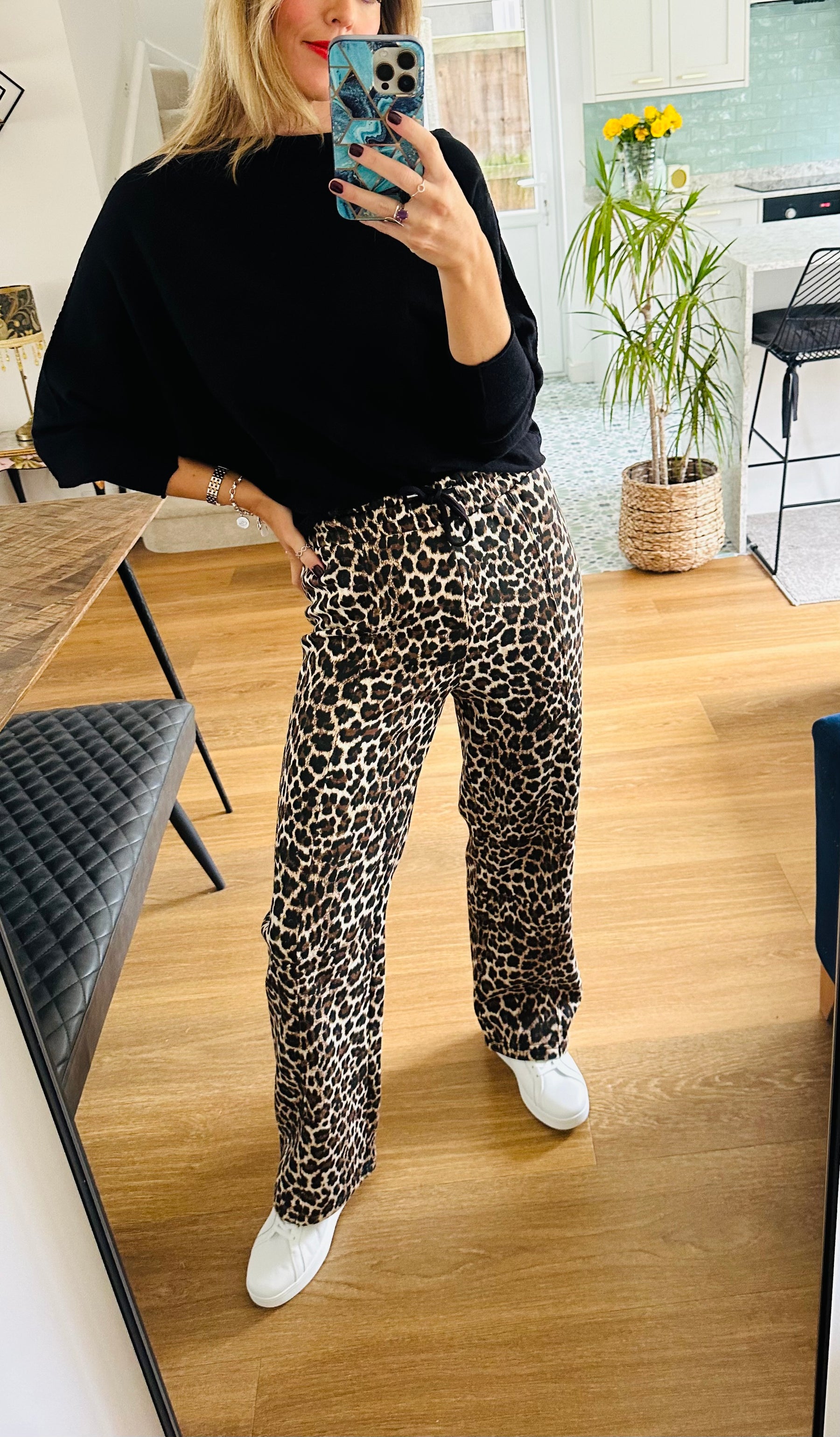 Leopard Print Tailored Straight Leg Jogger