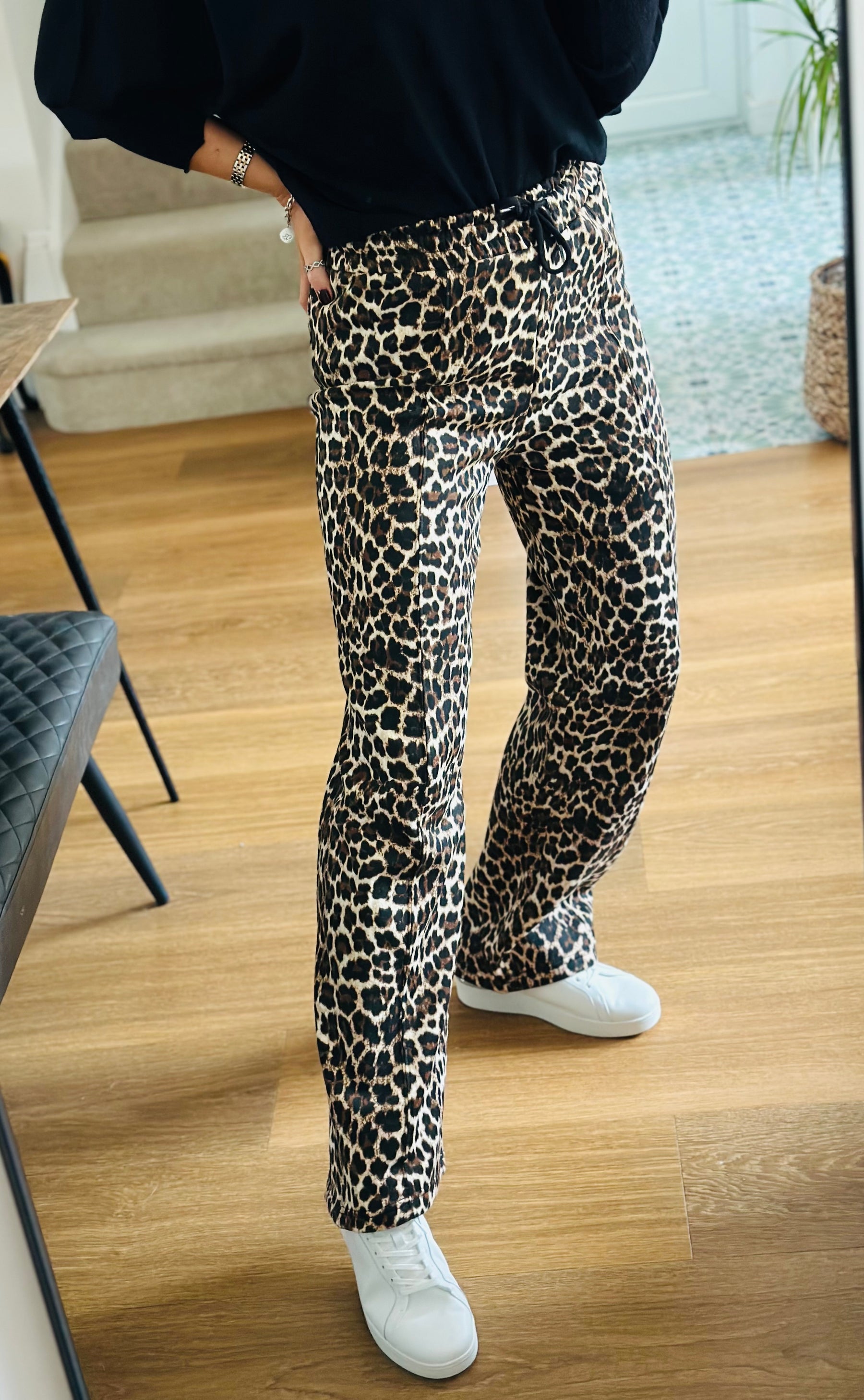 Leopard Print Tailored Straight Leg Jogger