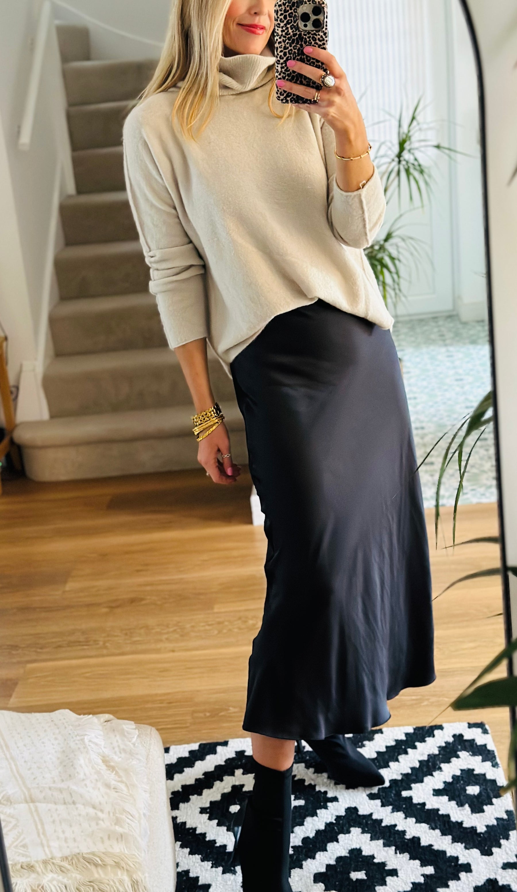 Satin Bias Cut Maxi Skirt