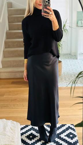 Satin Bias Cut Maxi Skirt