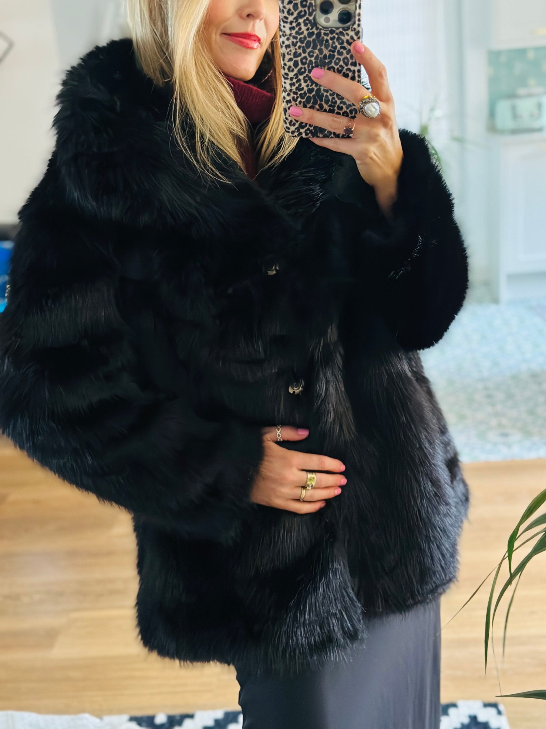 Black Faux Fur Coat