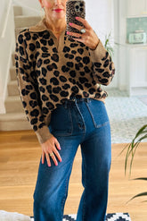 Leopard Print Collared Knit