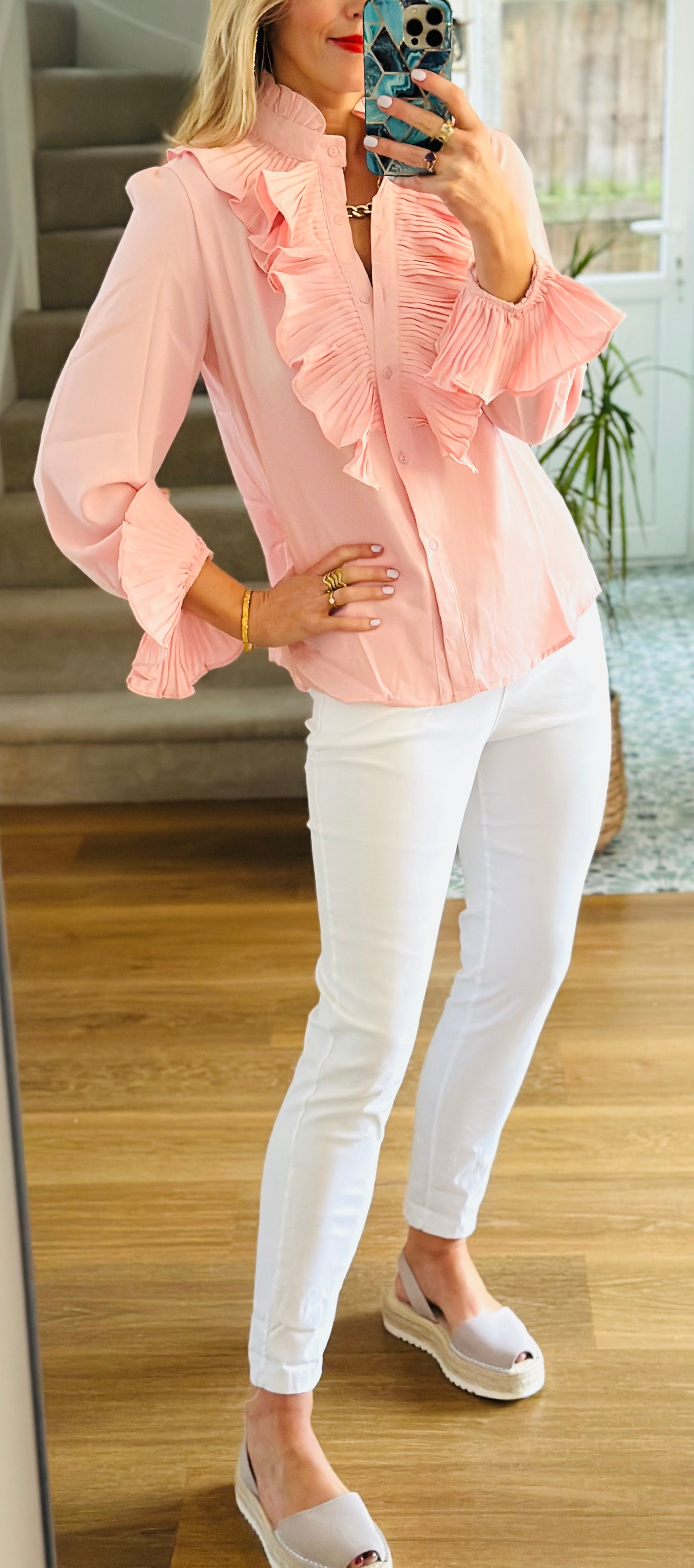 Baby Pink Ruffle Shirt