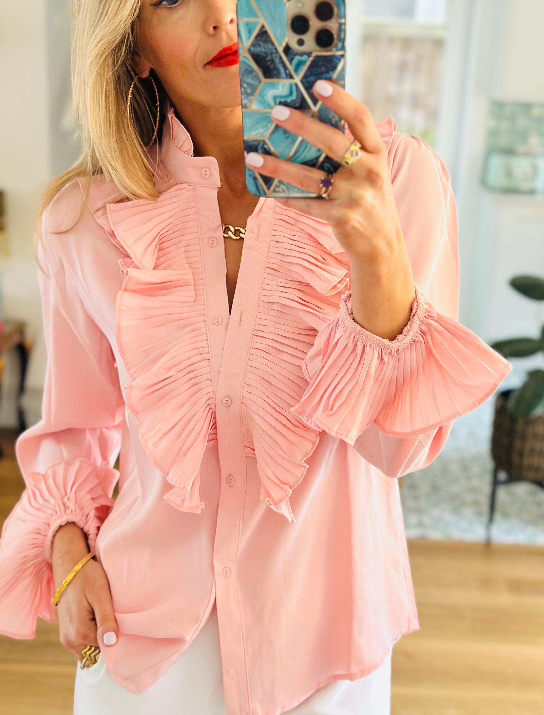 Baby Pink Ruffle Shirt