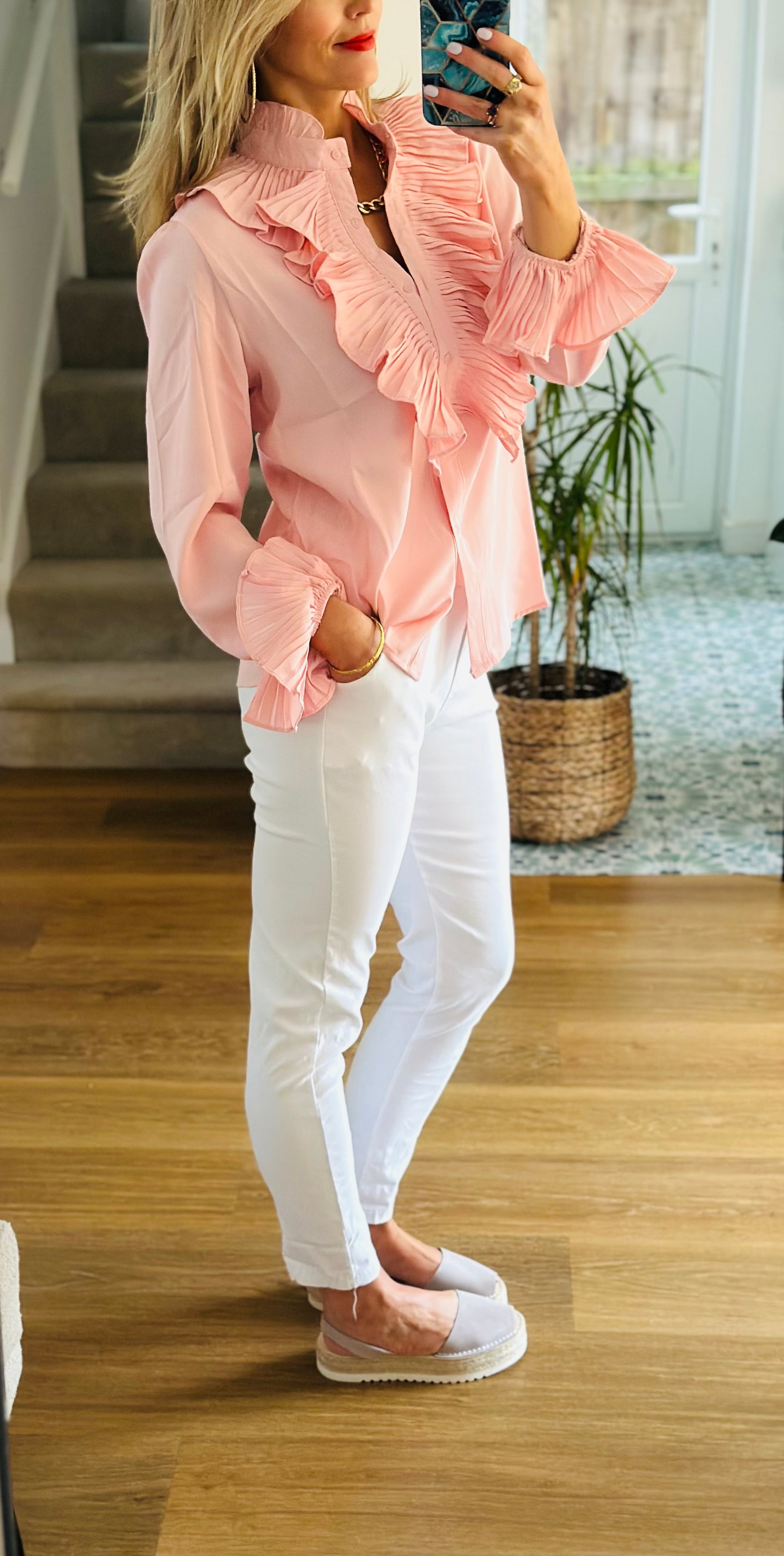 Baby Pink Ruffle Shirt