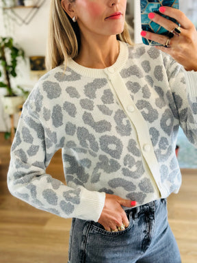 Leopard Cardigan in Grey