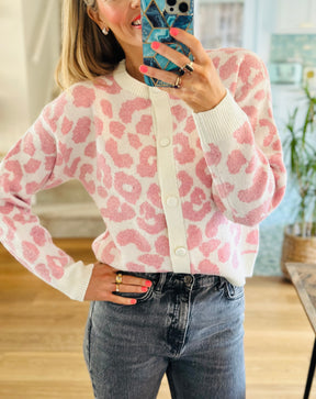 Leopard Cardigan in Pink