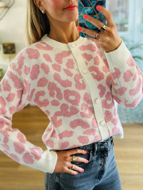 Leopard Cardigan in Pink