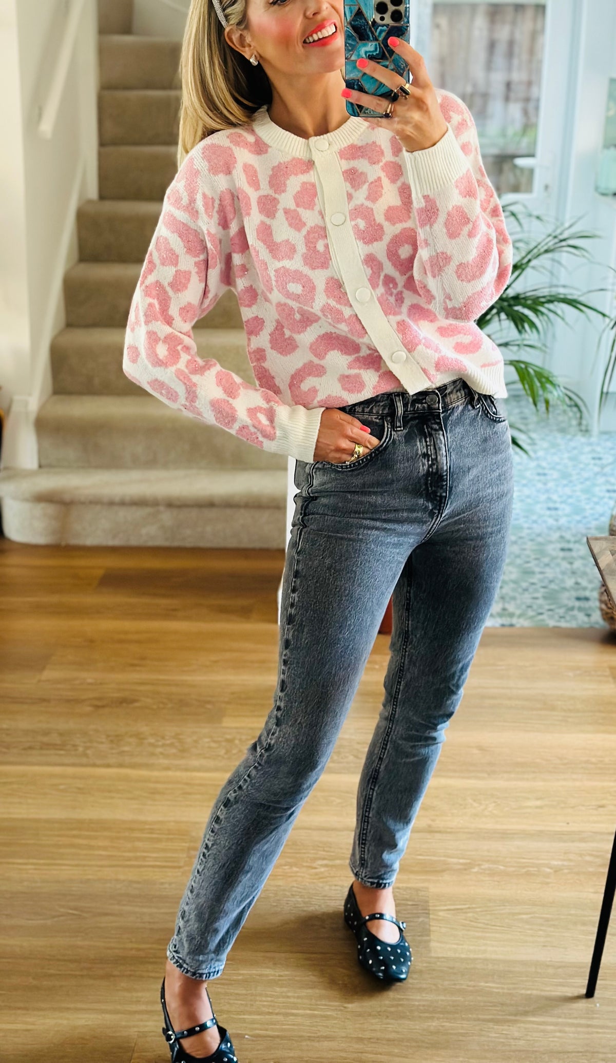 Leopard Cardigan in Pink