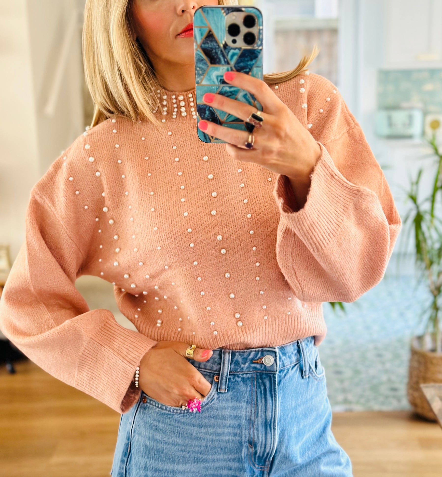 Pearl Jumper in Peach