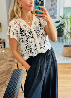 Cream Crochet Cardigan