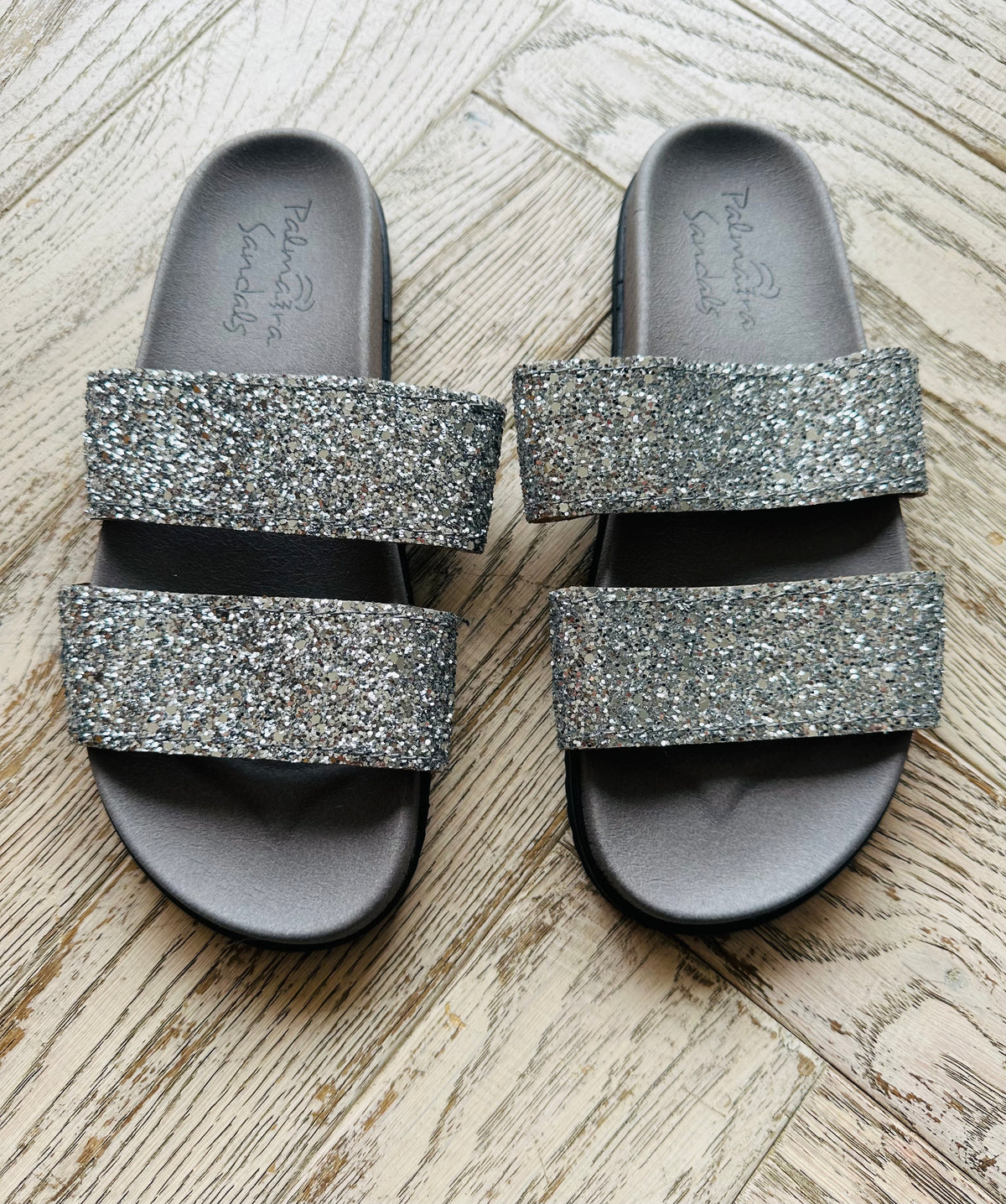 SAMPLE SALE Glitter Two Strap Slide size 38