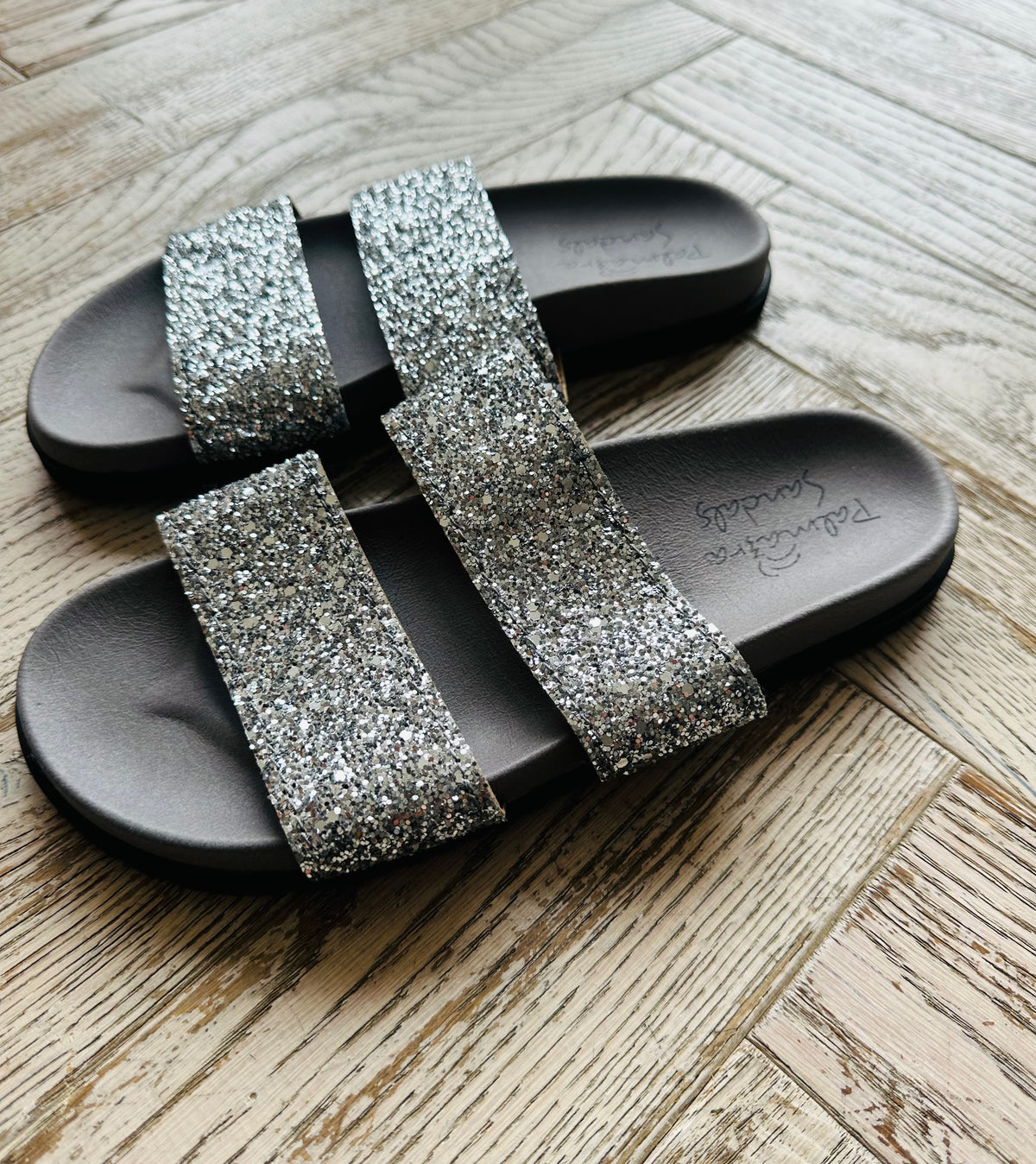 SAMPLE SALE Glitter Two Strap Slide size 38