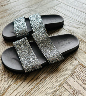 SAMPLE SALE Glitter Two Strap Slide size 38