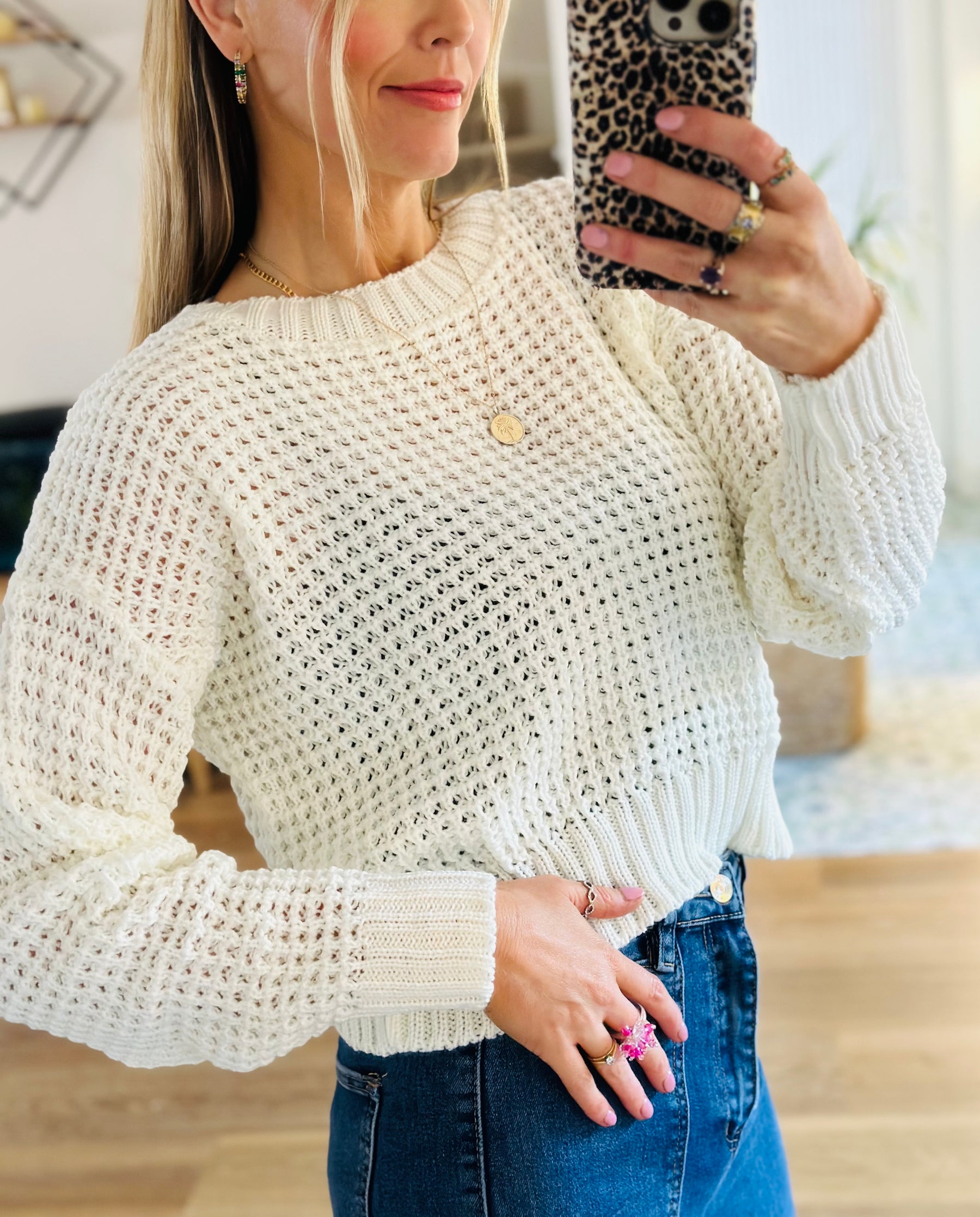 Open Knit Crew Jumper