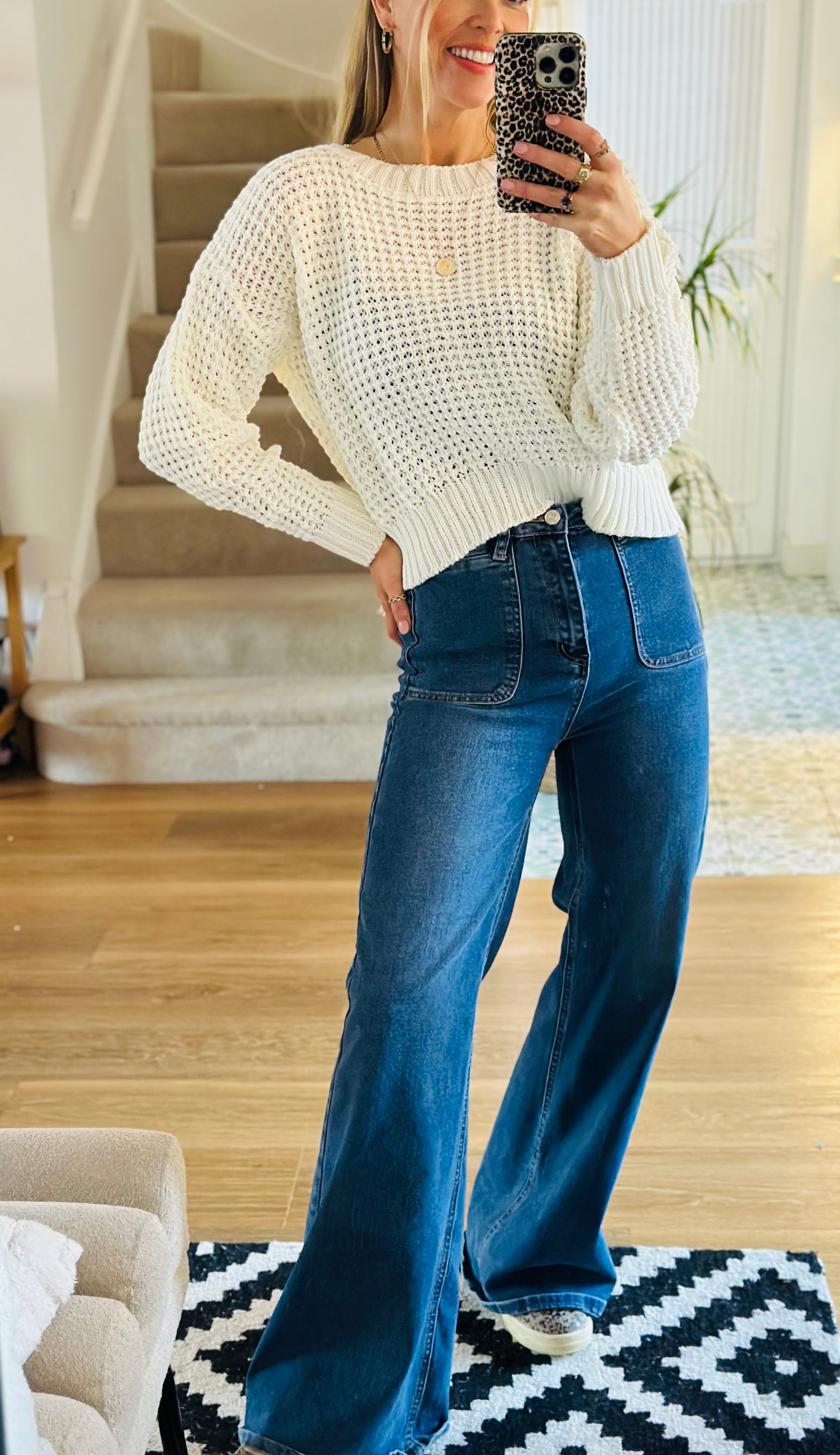 Open Knit Crew Jumper